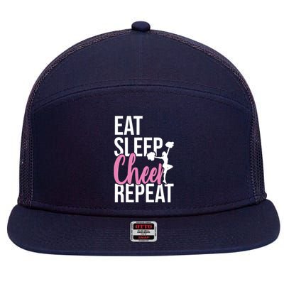 Funny Cute EAT SLEEP CHEER REPEAT Love Gift 7 Panel Mesh Trucker Snapback Hat