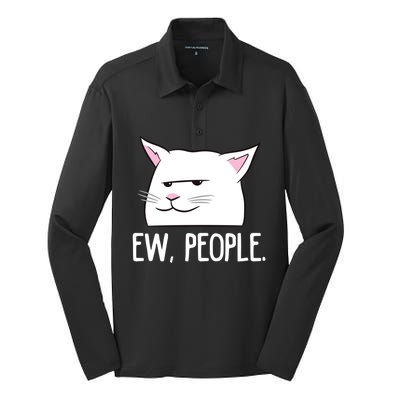 Funny Cat Ew People Love Cats Gift Silk Touch Performance Long Sleeve Polo