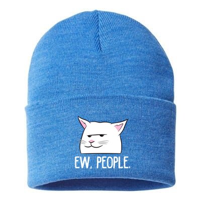 Funny Cat Ew People Love Cats Gift Sustainable Knit Beanie