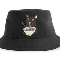 Funny Cat Eating Ramen Vintage Japanese Noodles Sustainable Bucket Hat