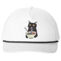 Funny Cat Eating Ramen Vintage Japanese Noodles Snapback Five-Panel Rope Hat