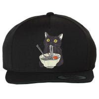 Funny Cat Eating Ramen Vintage Japanese Noodles Wool Snapback Cap