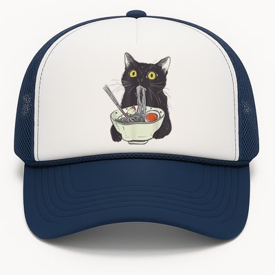 Funny Cat Eating Ramen Vintage Japanese Noodles Trucker Hat