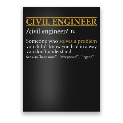 Funny Civil Engineer Definition Birthday Or Christmas Poster