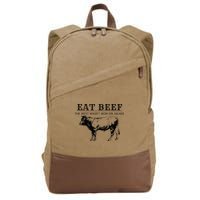 Funny Cow Eat Beef the West Wasn't Won on Salads Farm Cattle Cotton Canvas Backpack