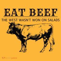 Funny Cow Eat Beef the West Wasn't Won on Salads Farm Cattle Sustainable Knit Beanie