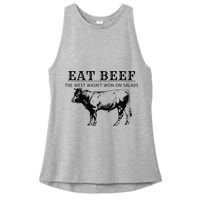 Funny Cow Eat Beef the West Wasn't Won on Salads Farm Cattle Ladies PosiCharge Tri-Blend Wicking Tank