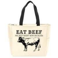 Funny Cow Eat Beef the West Wasn't Won on Salads Farm Cattle Zip Tote Bag