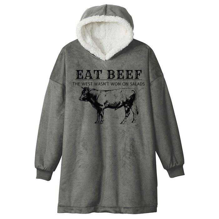 Funny Cow Eat Beef the West Wasn't Won on Salads Farm Cattle Hooded Wearable Blanket