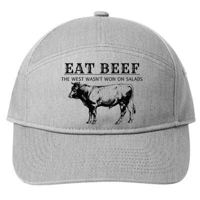 Funny Cow Eat Beef the West Wasn't Won on Salads Farm Cattle 7-Panel Snapback Hat
