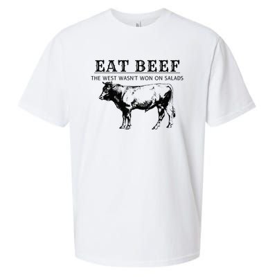 Funny Cow Eat Beef the West Wasn't Won on Salads Farm Cattle Sueded Cloud Jersey T-Shirt