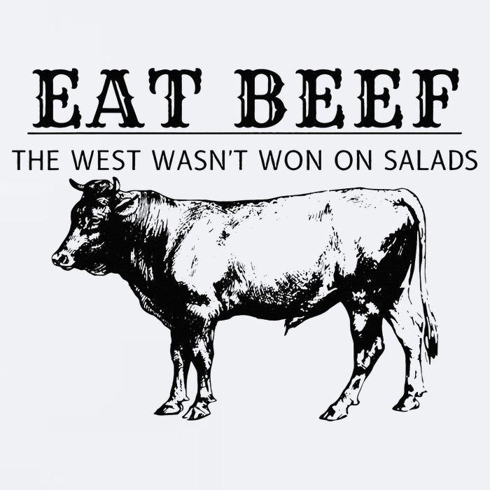Funny Cow Eat Beef the West Wasn't Won on Salads Farm Cattle Sueded Cloud Jersey T-Shirt