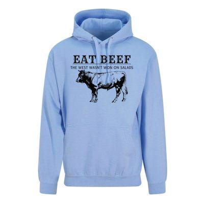 Funny Cow Eat Beef the West Wasn't Won on Salads Farm Cattle Unisex Surf Hoodie