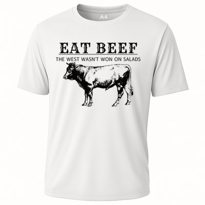 Funny Cow Eat Beef the West Wasn't Won on Salads Farm Cattle Performance Shirt