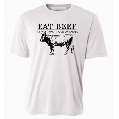 Funny Cow Eat Beef the West Wasn't Won on Salads Farm Cattle Cooling Performance Crew T-Shirt