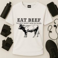 Funny Cow Eat Beef the West Wasn't Won on Salads Farm Cattle Performance Shirt