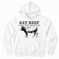 Funny Cow Eat Beef the West Wasn't Won on Salads Farm Cattle Hoodie