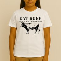 Funny Cow Eat Beef the West Wasn't Won on Salads Farm Cattle T-Shirt