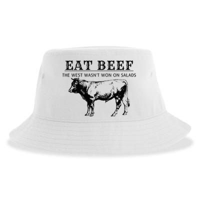 Funny Cow Eat Beef the West Wasn't Won on Salads Farm Cattle Sustainable Bucket Hat