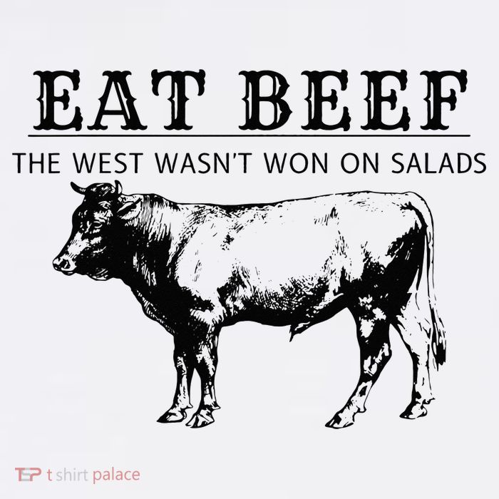 Funny Cow Eat Beef the West Wasn't Won on Salads Farm Cattle Button