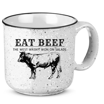 Funny Cow Eat Beef the West Wasn't Won on Salads Farm Cattle 15oz Campfire Ceramic Mug