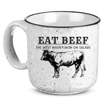 Funny Cow Eat Beef the West Wasn't Won on Salads Farm Cattle 15oz Campfire Ceramic Mug