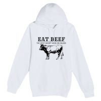 Funny Cow Eat Beef the West Wasn't Won on Salads Farm Cattle Premium Pullover Hoodie