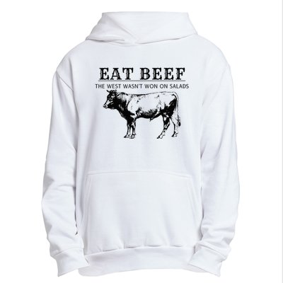 Funny Cow Eat Beef the West Wasn't Won on Salads Farm Cattle Urban Pullover Hoodie