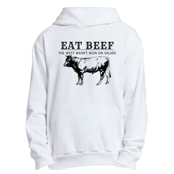 Funny Cow Eat Beef the West Wasn't Won on Salads Farm Cattle Urban Pullover Hoodie