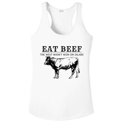Funny Cow Eat Beef the West Wasn't Won on Salads Farm Cattle Ladies PosiCharge Competitor Racerback Tank