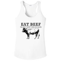 Funny Cow Eat Beef the West Wasn't Won on Salads Farm Cattle Ladies PosiCharge Competitor Racerback Tank