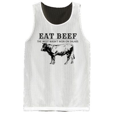 Funny Cow Eat Beef the West Wasn't Won on Salads Farm Cattle Mesh Reversible Basketball Jersey Tank