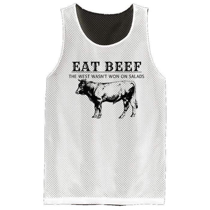 Funny Cow Eat Beef the West Wasn't Won on Salads Farm Cattle Mesh Reversible Basketball Jersey Tank