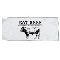 Funny Cow Eat Beef the West Wasn't Won on Salads Farm Cattle Large Microfiber Waffle Golf Towel