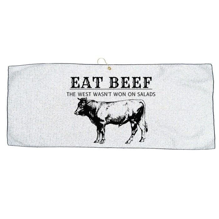 Funny Cow Eat Beef the West Wasn't Won on Salads Farm Cattle Large Microfiber Waffle Golf Towel