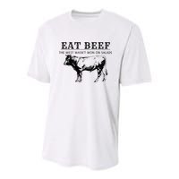 Funny Cow Eat Beef the West Wasn't Won on Salads Farm Cattle Youth Performance Sprint T-Shirt
