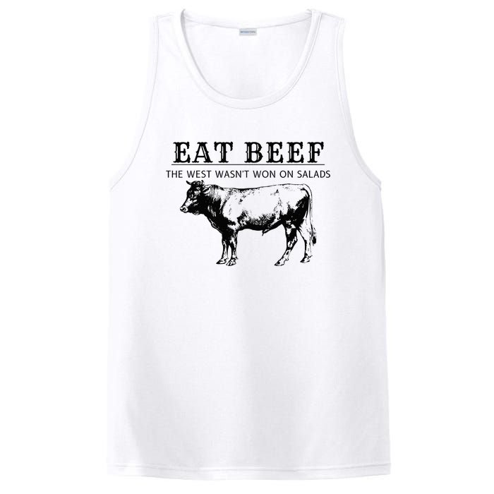 Funny Cow Eat Beef the West Wasn't Won on Salads Farm Cattle PosiCharge Competitor Tank