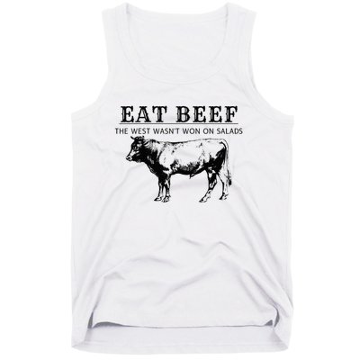 Funny Cow Eat Beef the West Wasn't Won on Salads Farm Cattle Tank Top