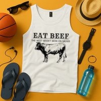 Funny Cow Eat Beef the West Wasn't Won on Salads Farm Cattle Tank Top