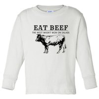 Funny Cow Eat Beef the West Wasn't Won on Salads Farm Cattle Toddler Long Sleeve Shirt