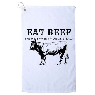 Funny Cow Eat Beef the West Wasn't Won on Salads Farm Cattle Golf Towel