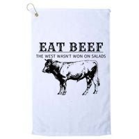 Funny Cow Eat Beef the West Wasn't Won on Salads Farm Cattle Golf Towel