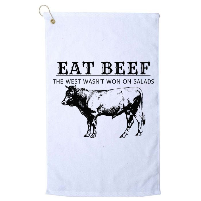 Funny Cow Eat Beef the West Wasn't Won on Salads Farm Cattle Golf Towel