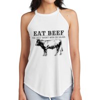 Funny Cow Eat Beef the West Wasn't Won on Salads Farm Cattle Women's Perfect Tri Rocker Tank