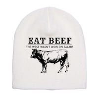 Funny Cow Eat Beef the West Wasn't Won on Salads Farm Cattle Short Acrylic Beanie