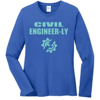 Funny Civil Engineer Student Nearly Engineer Major Pun Cool Gift Ladies Long Sleeve Shirt