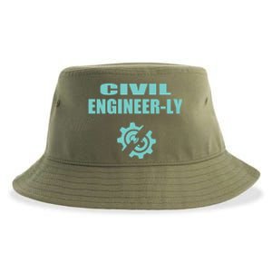 Funny Civil Engineer Student Nearly Engineer Major Pun Cool Gift Sustainable Bucket Hat