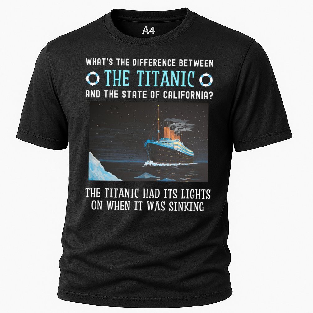Funny California Energy Crisis Titanic Conservative Cooling Performance Crew T-Shirt