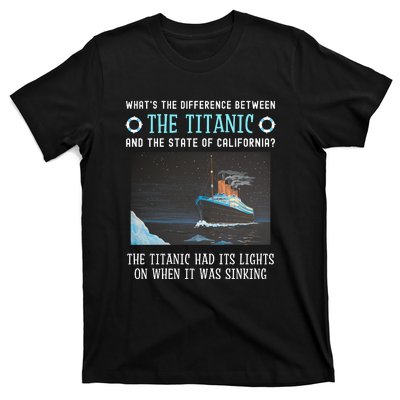 Funny California Energy Crisis Titanic Conservative T-Shirt