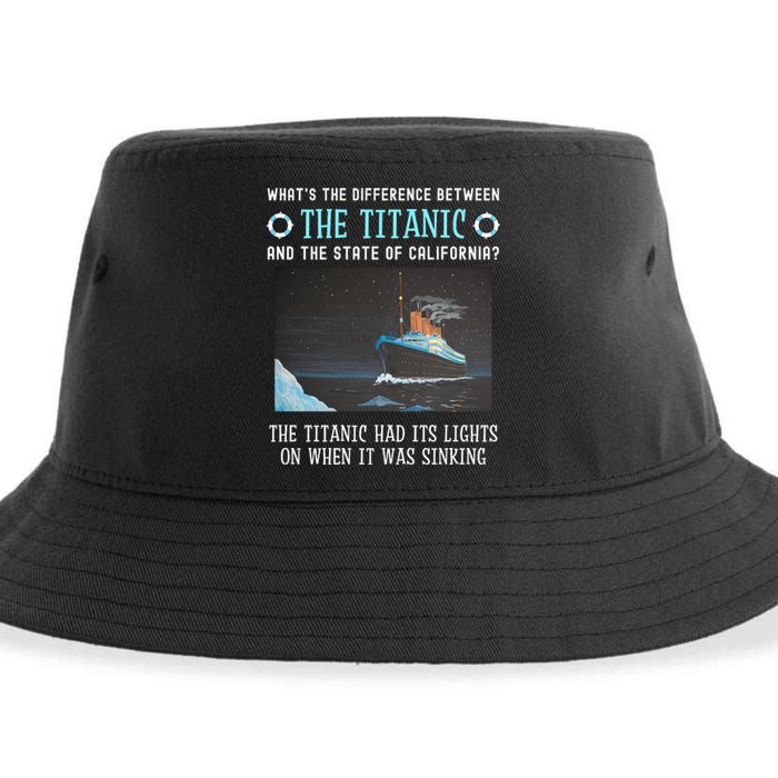 Funny California Energy Crisis Titanic Conservative Sustainable Bucket Hat